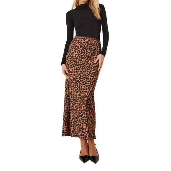 NEVER FULLY DRESSED Dresses & Skirts - NEW NEVER FULLY DRESSED dorris satin maxi skirt in leopard cherry